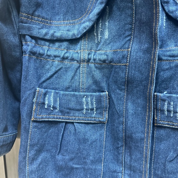Huidan Jeans jean jacket size large NWT dark denim with distressed accents - Picture 12 of 12